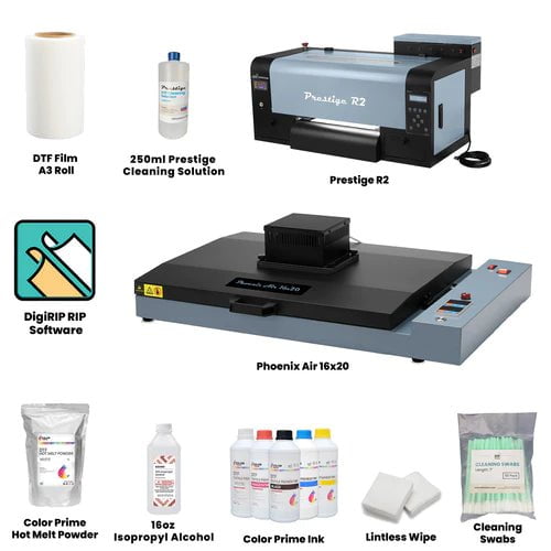 Absolute Toner Prestige R2 Curing Oven Bundle Containing Prestige R2 DTF Desktop Sized Printer And Phoenix Air 16x20 Curing Oven DTF printer