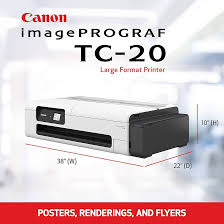 Absolute Toner Canon (FREE 4 PAPER ROLLS) 24" BULK INKS ImagePROGRAF TC-20 (TC20) 24" Inch Large Format Poster & Plotter Printer With Automatic Roll & Cut Sheet Paper Feeder Large Format Printers