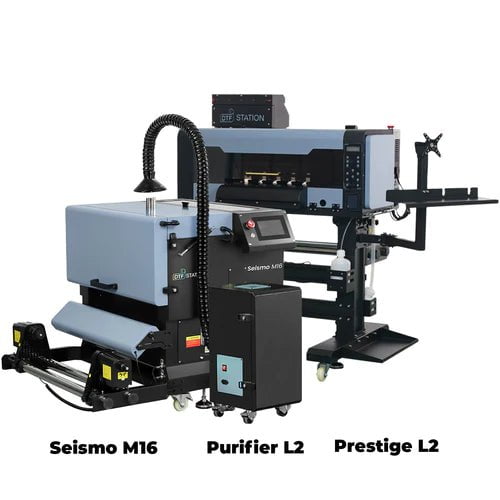 Absolute Toner Prestige L2 DTF 16" Inch Roll Printer And DTF Shaker Bundle Containing Seismo M16 & Purifier L2 DTF printer