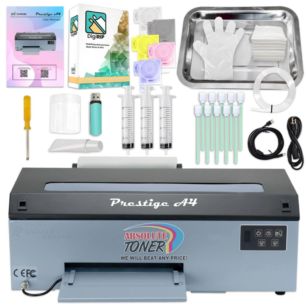 Absolute Toner $139.99/Month Prestige 8.3" MEdia Roll DTF Printer 110V With 16x20" Inch (40x50cm) Curing Oven AND Phoenix Air And Prisma Auto Clam Slider GS-105HS DTF printer