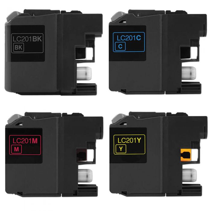 Absolute Toner Compatible Brother LC201 Color (Bk/C/M/Y) Ink Cartridge - 4/Pack (Includes 1 Each LC201BK, LC201C, LC201M, LC201Y) Brother Ink Cartridges