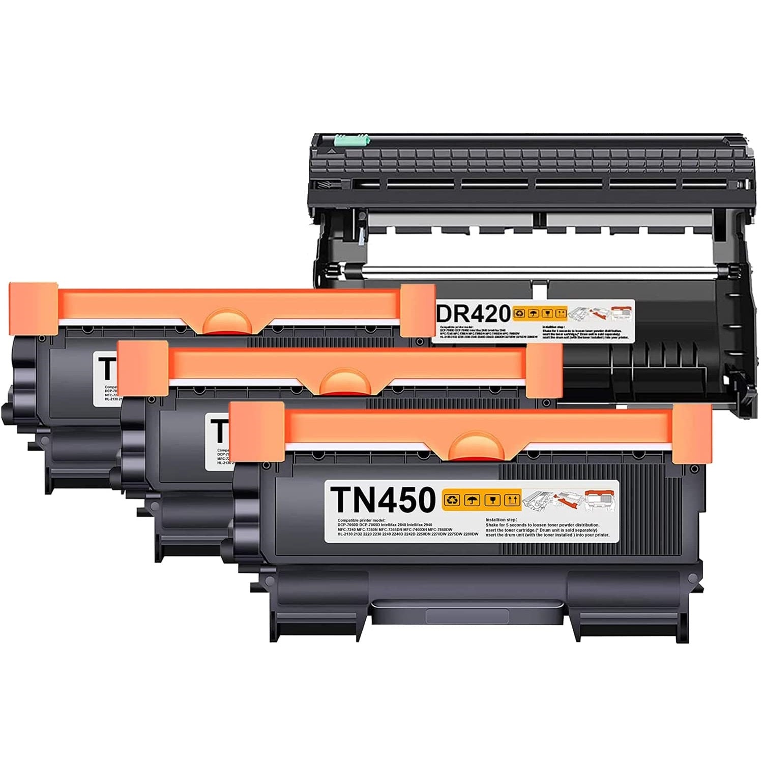 Absolute Toner Compatible Brother TN-450 Pack 3 and DR-420 Pack 1 Drum Unit Combo Pack Cartridge Brother Toner Cartridges
