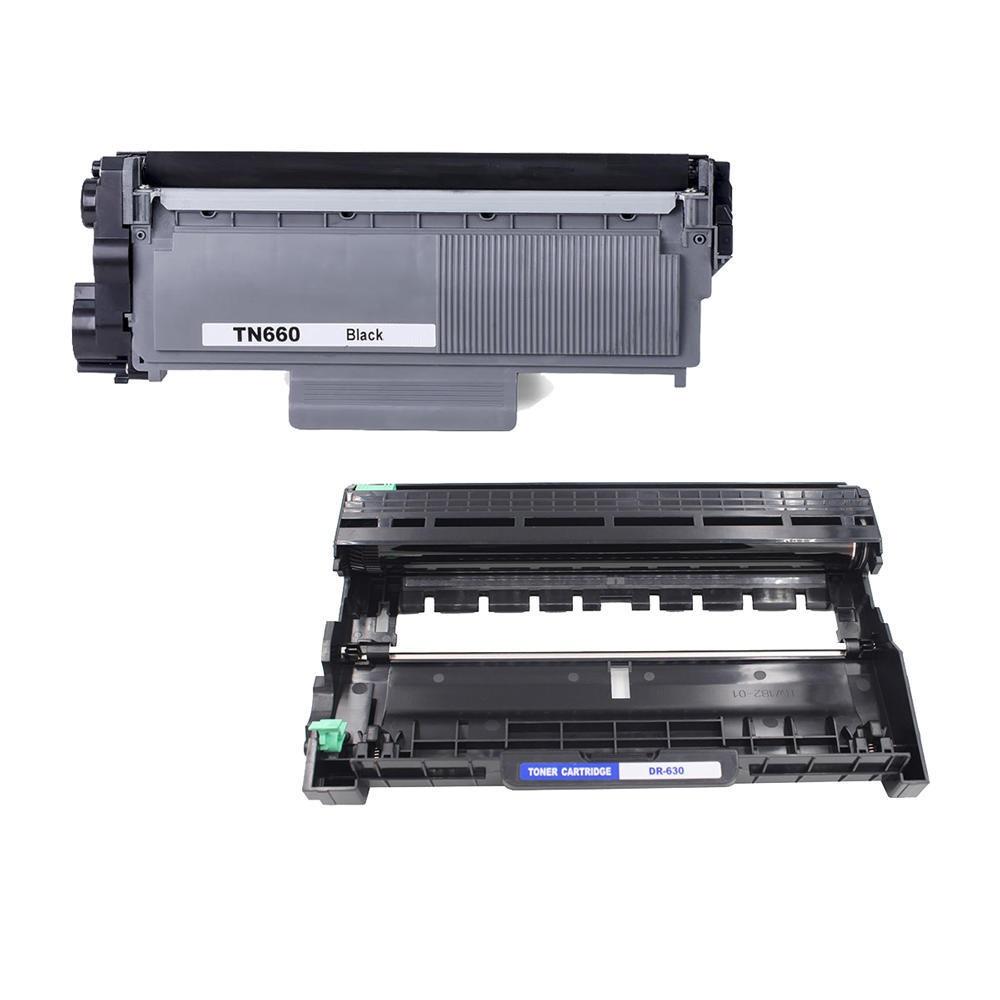 Absolute Toner Compatible 1+1 Brother TN660 Black Toner Cartridge and DR630 Drum Unit Combo Pack Brother Toner Cartridges