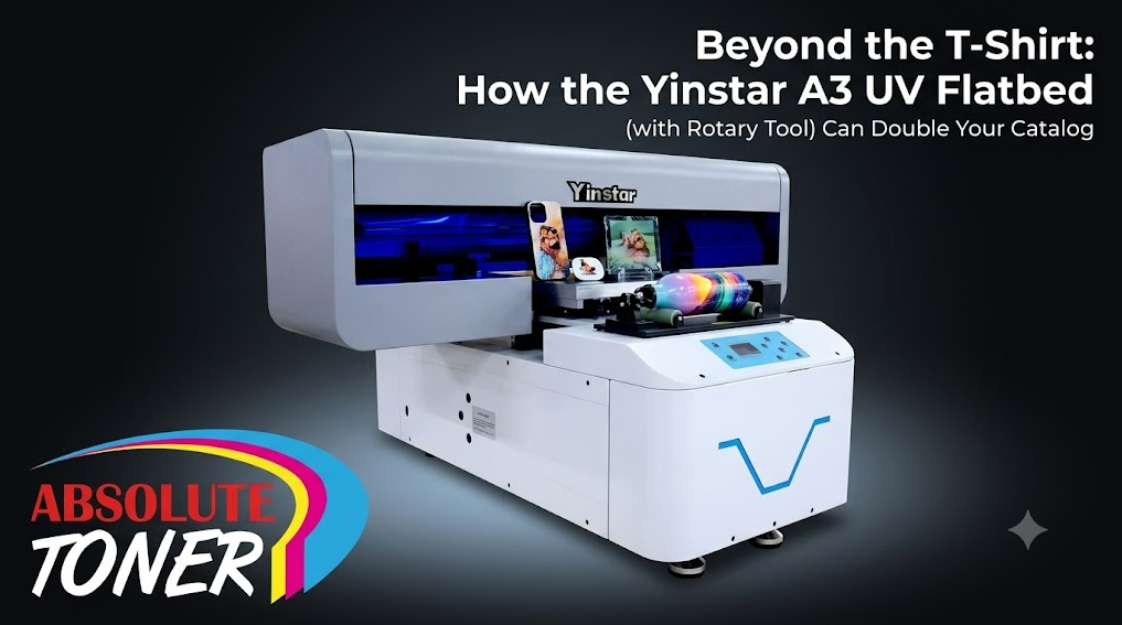 Beyond the T-Shirt: How the Yinstar A3 UV Flatbed (with Rotary Tool) Can Double Your Catalog