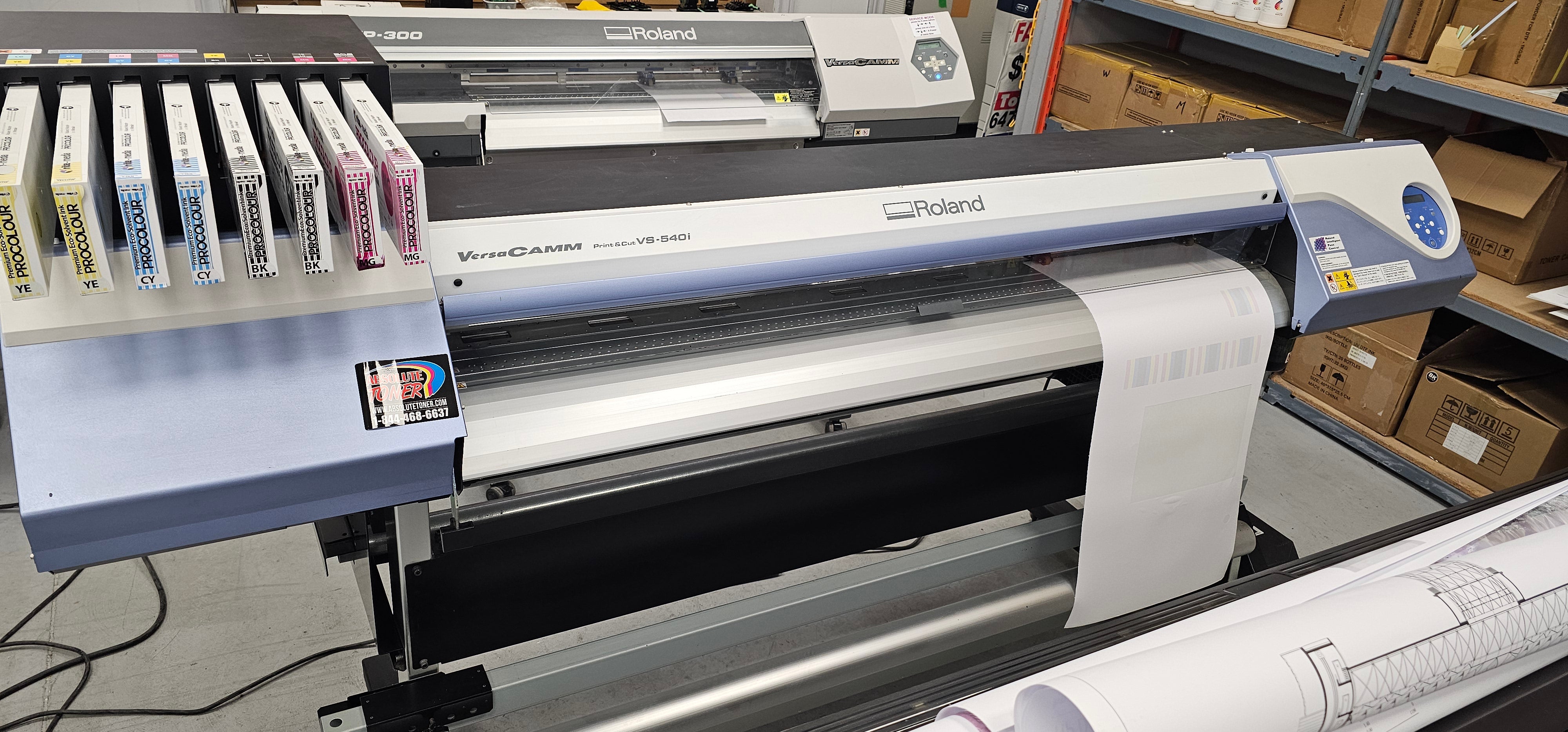 Absolute Toner Pre-owned Roland 54” VersaCAMM VS-540i PRINT & CUT upto 8 Channel High Rez Eco-Solvent Printer/Cutter Large Format Printers