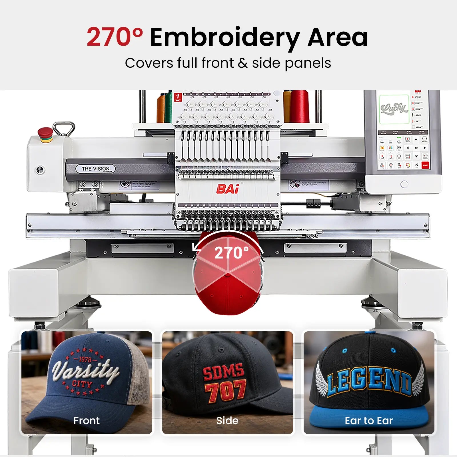 BAi THE VISION Multi-Head Commercial Embroidery Machine - Industrial High-Speed Multi-Head Apparel System