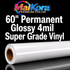 Absolute Toner MaiKora 60"x164ft Permanent GLOSSY 4mil SUPER_GRADE Vinyl Roll SP(Eco-Solvent, UV, Latex) 4-mil self-adhesive PVC film engineered for high-impact displays and luxury branding vinyl roll