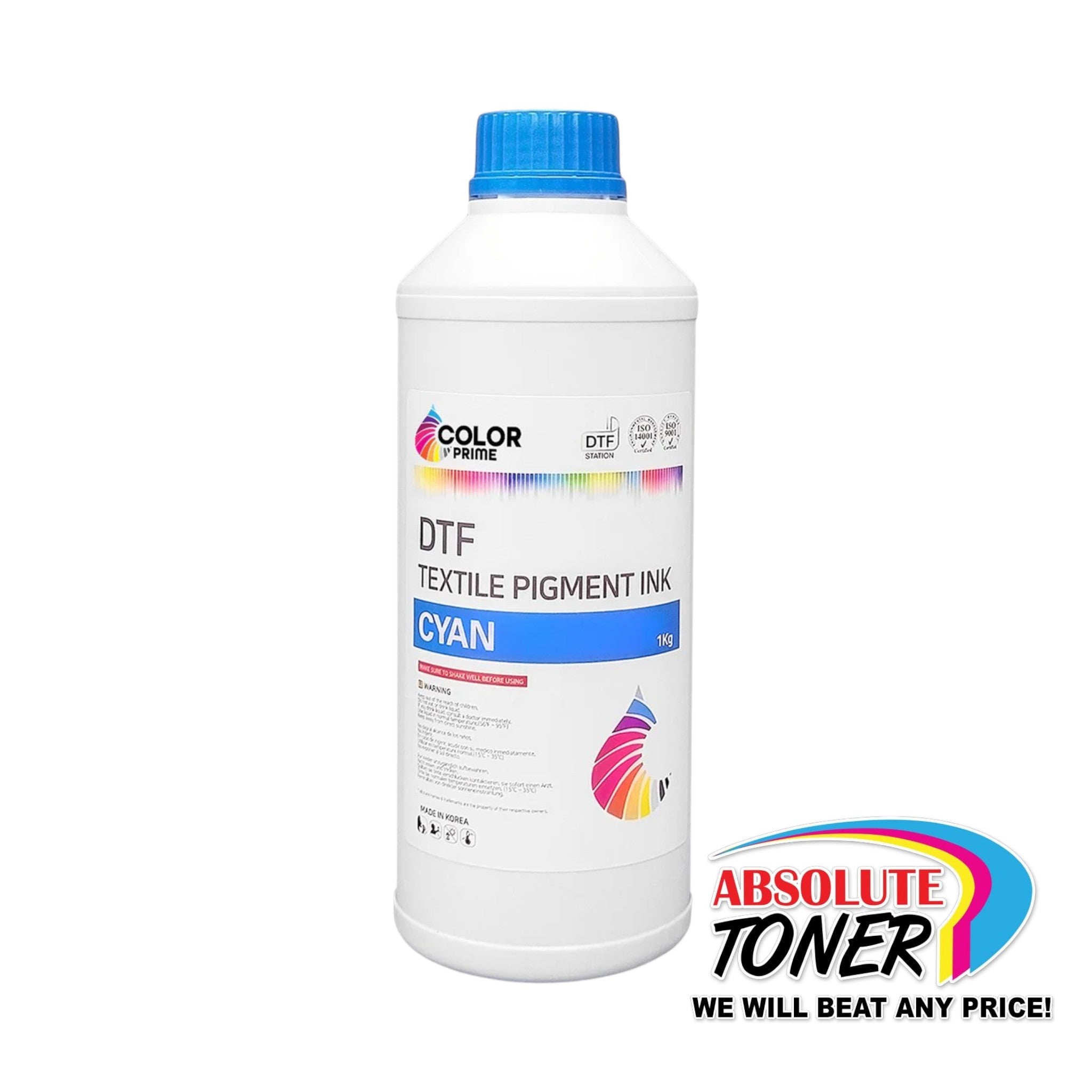 Absolute Toner Color Prime Premium DTF Ink (Originally Color Max) – 1kg Bottle | Made in South Korea | For All Prestige DTF Printers DTF ink