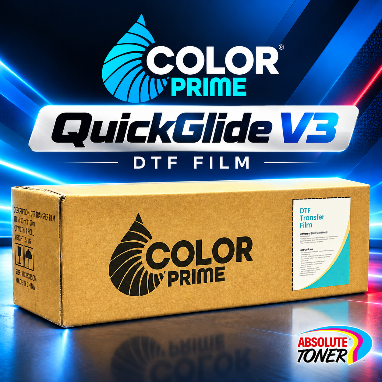 Absolute Toner Original Color Prime QuickGlide V3 DTF Film - By DTF Station DTF Transfer Film