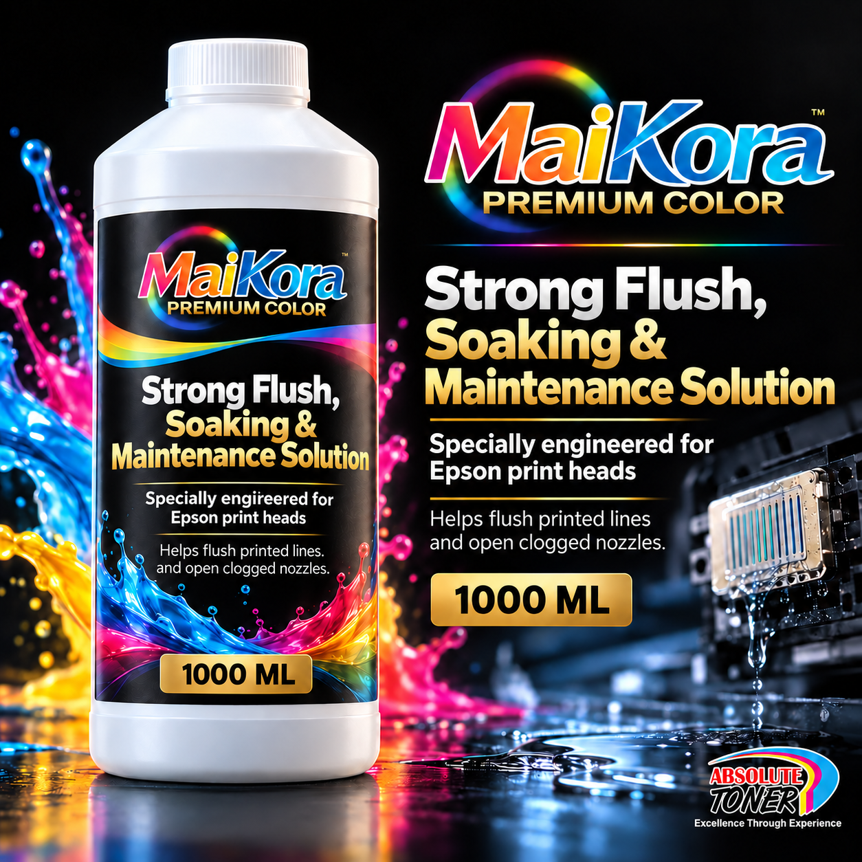 Original MaiKora DTF MaiKora DTF Strong Flush, Soaking & Maintenance Solution - 1000 mL - For Epson Printheads
