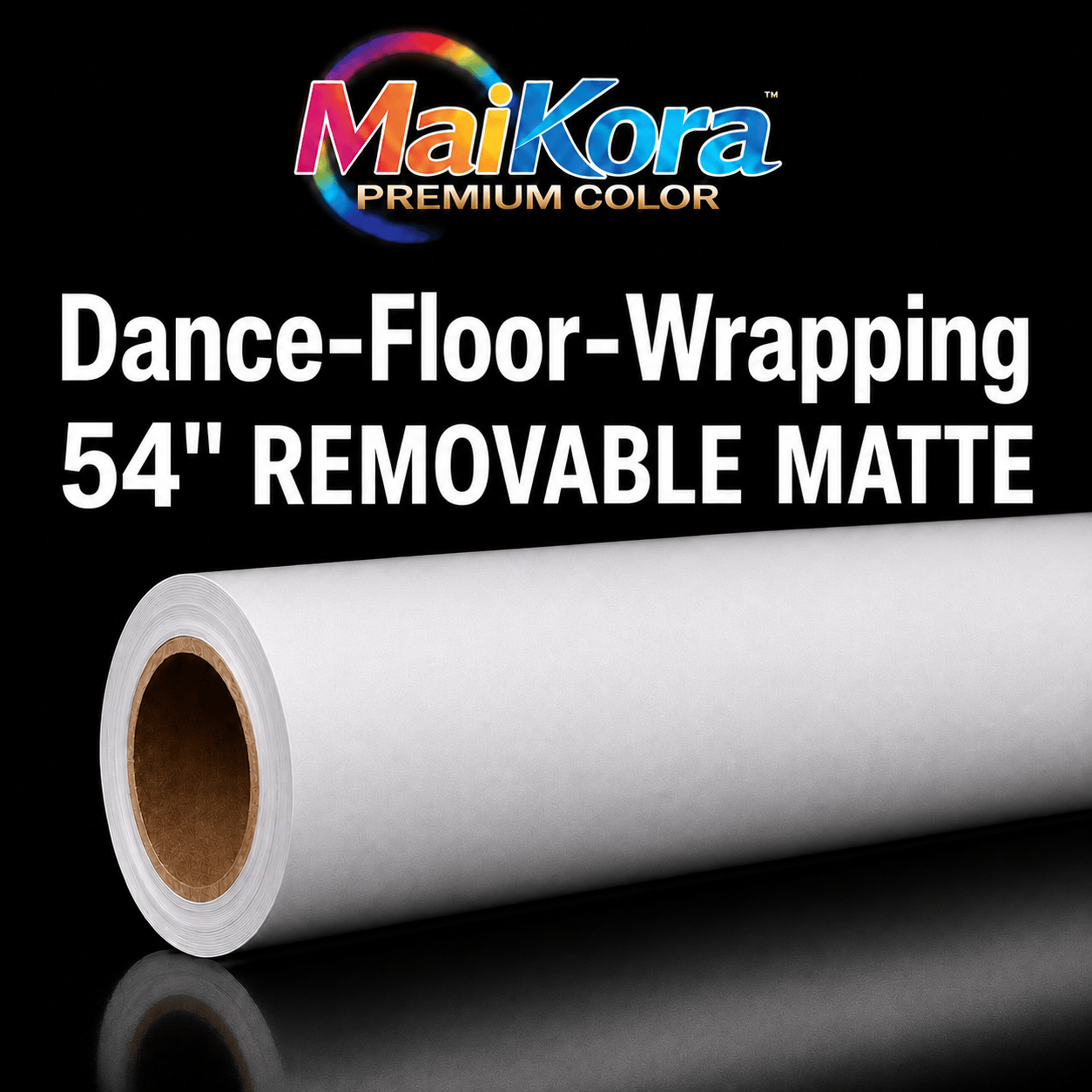 Absolute Toner Dance-Floor-Wrapping Media REMOVABLE MATTE - MaiKora  54"x164ft 4mil Glue less residue, White Vinyl Roll (Eco-Solvent, UV, Latex) vinyl roll