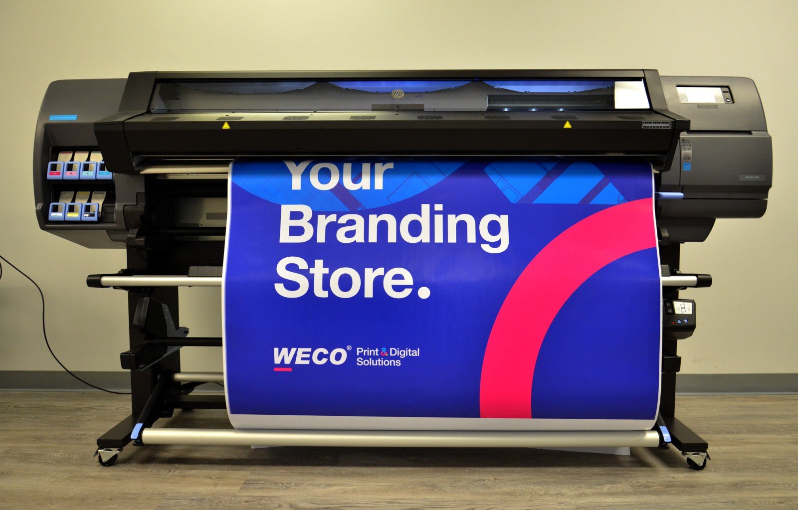$295/month COMBO 64" HP Latex 335 Large Format Color Printer and HP Latex 64 Cutter (Summa Plotter) for indoor/outdoor signage, Stickers - With Take-Up Roller L335