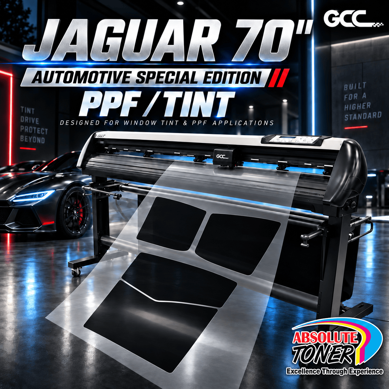 Absolute Toner $99/month - JAGUAR 70" AUTOMOTIVE SPECIAL EDITION PPF/TINT Cutter Plotter with Anti-Static kit and Tint Velvet Film. Vinyl Cutters