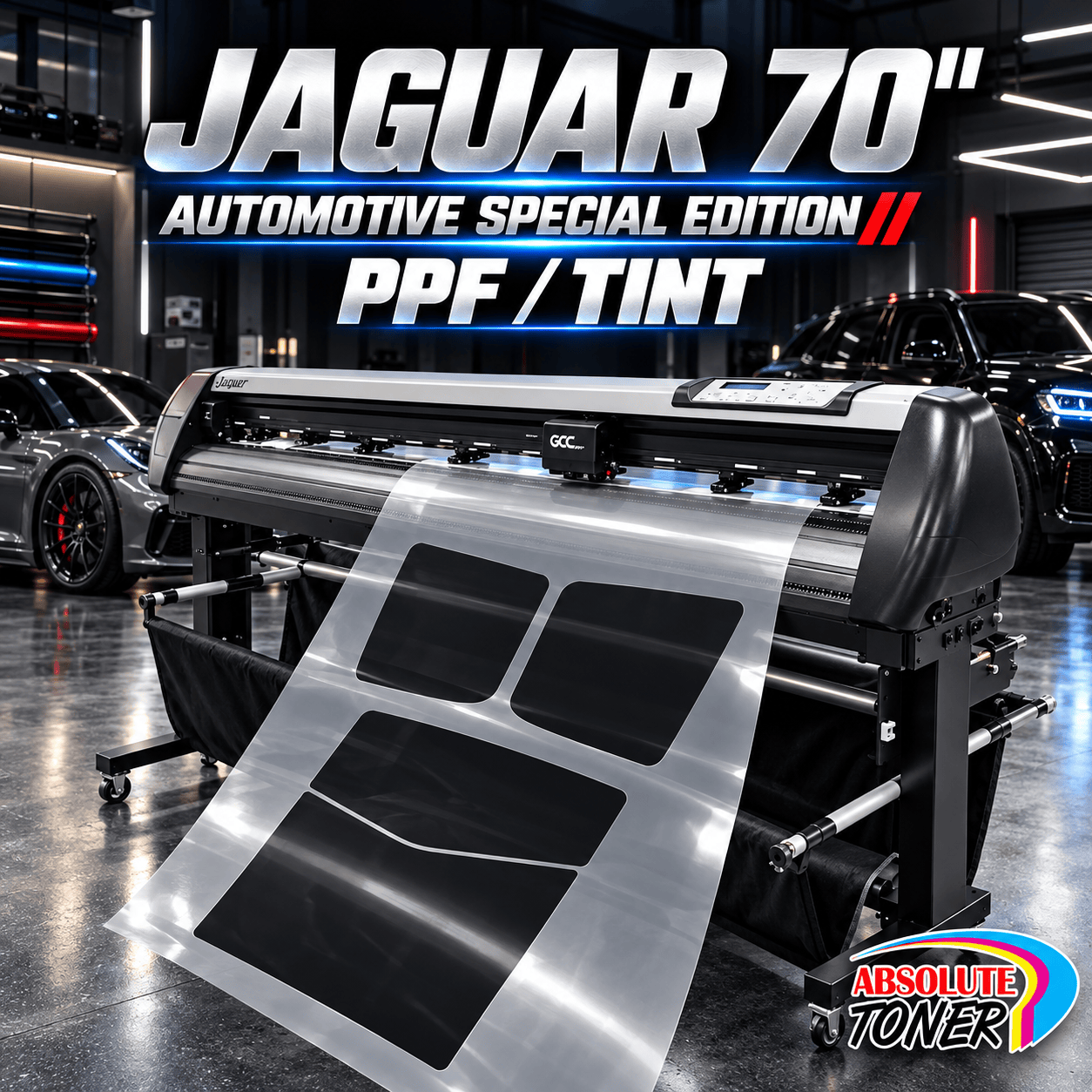 Absolute Toner $99/month - JAGUAR 70" AUTOMOTIVE SPECIAL EDITION PPF/TINT Cutter Plotter with Anti-Static kit and Tint Velvet Film. Vinyl Cutters