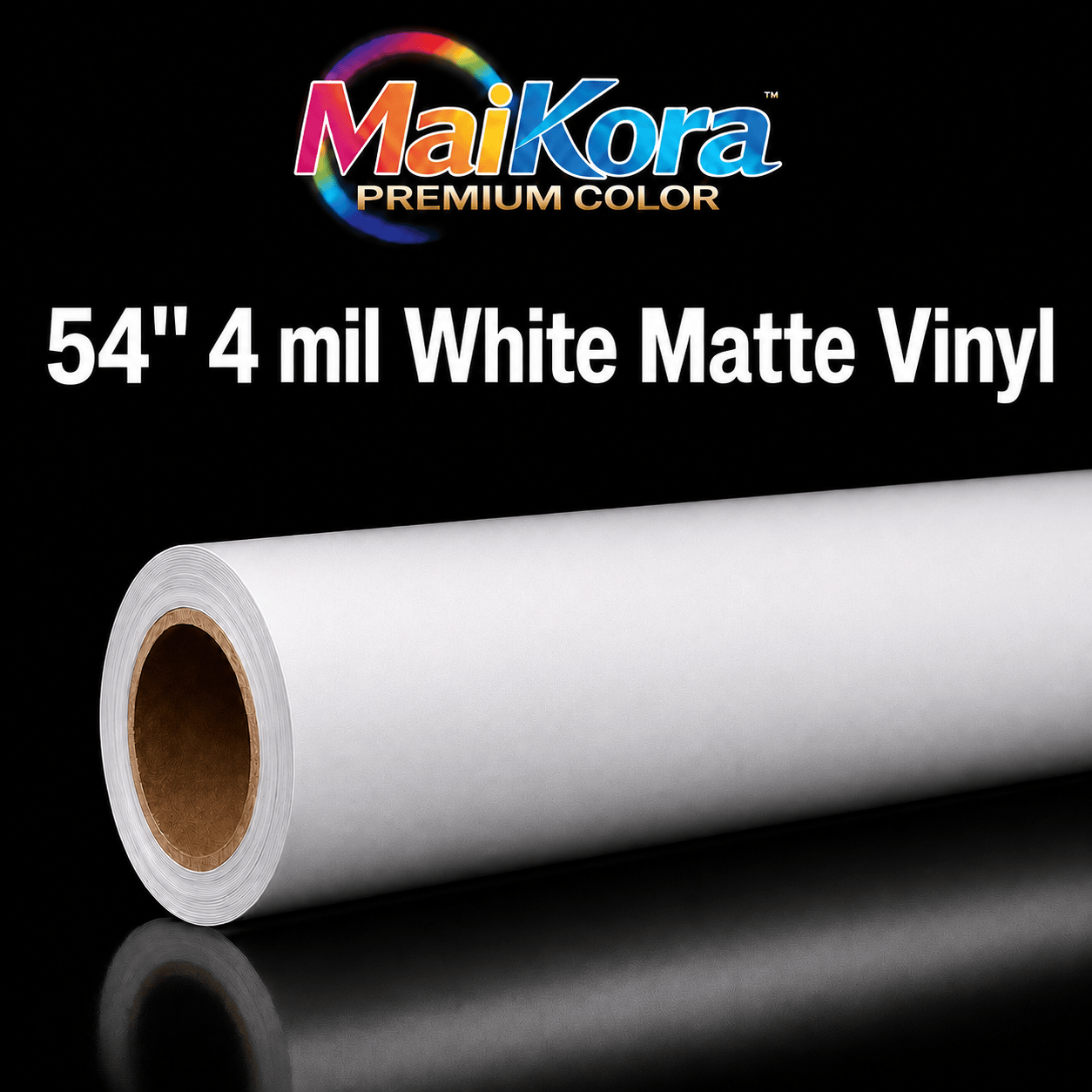 Absolute Toner MaiKora 54"x164ft 4mil Permanent MATTE White Vinyl Roll DPE (Eco-Solvent, UV, Latex) 4-mil self-adhesive PVC film engineered for high-impact displays and luxury branding vinyl roll