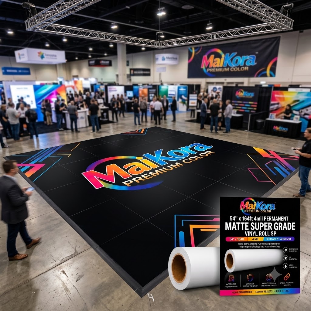 54"x164ft 4mil Dance-Floor-Wrapping Media REMOVABLE MATTE - MaiKora White Vinyl Wrap Roll (Eco-Solvent, UV, Latex)