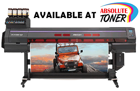 Absolute Toner $399/Month Mimaki UCJV300-160 UV-curable Inkjet Wide Format Production Printer with the 4-layer/5-layer print function in addition to UV LED print and Print&Cut Large Format Printers