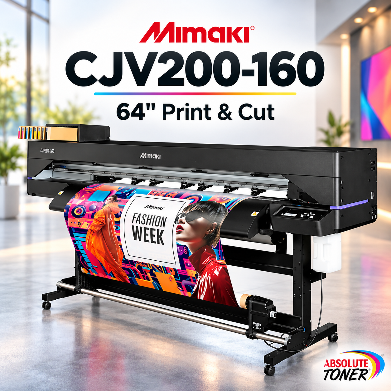 Absolute Toner $247/MONTH - 64" Mimaki CJV200-160 Print & Cut Eco-Solvent Vinyl Printer Cutter Plotter Pre-Owned