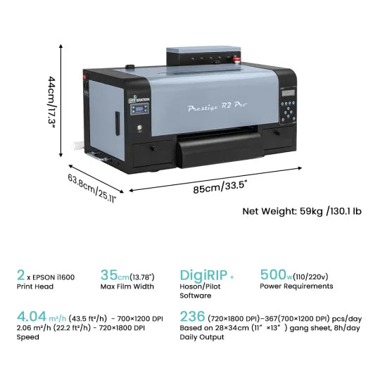 Absolute Toner New Prestige R2 PRO 13" WITH CUTTER Media Roll DTF Printer 110V A3+ DTF printer