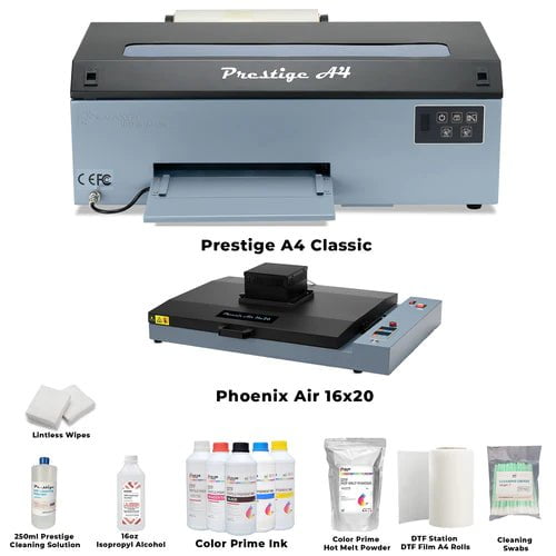 Absolute Toner Prestige A4 Curing Oven Bundle Containing Prestige A4 DTF Printer And Phoenix Air 16x20 DTF printer