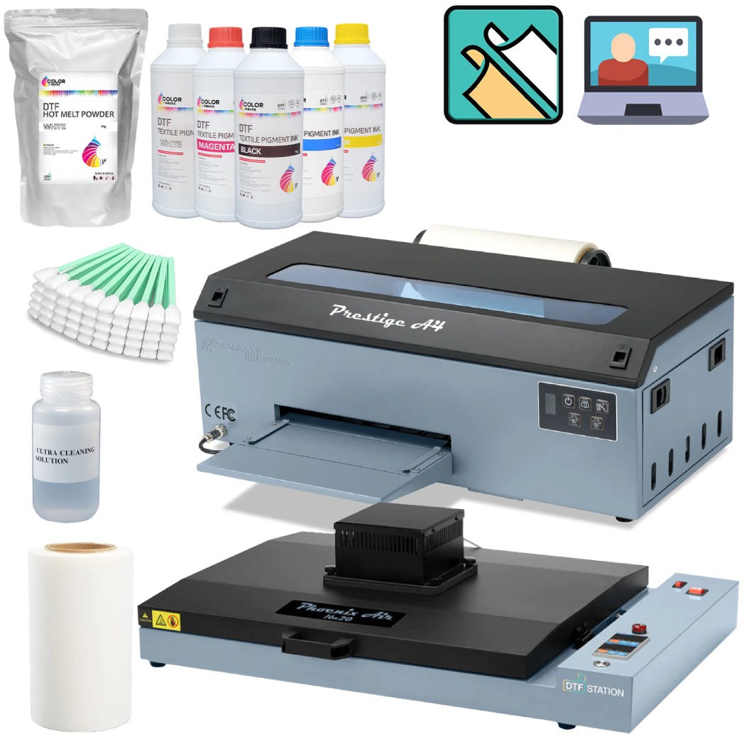 Absolute Toner SUPPLIES BUNDLE - Prestige 8.3" Roll DTF Printer 110V With Curing Oven Phoenix Air 16x20" DTF printer