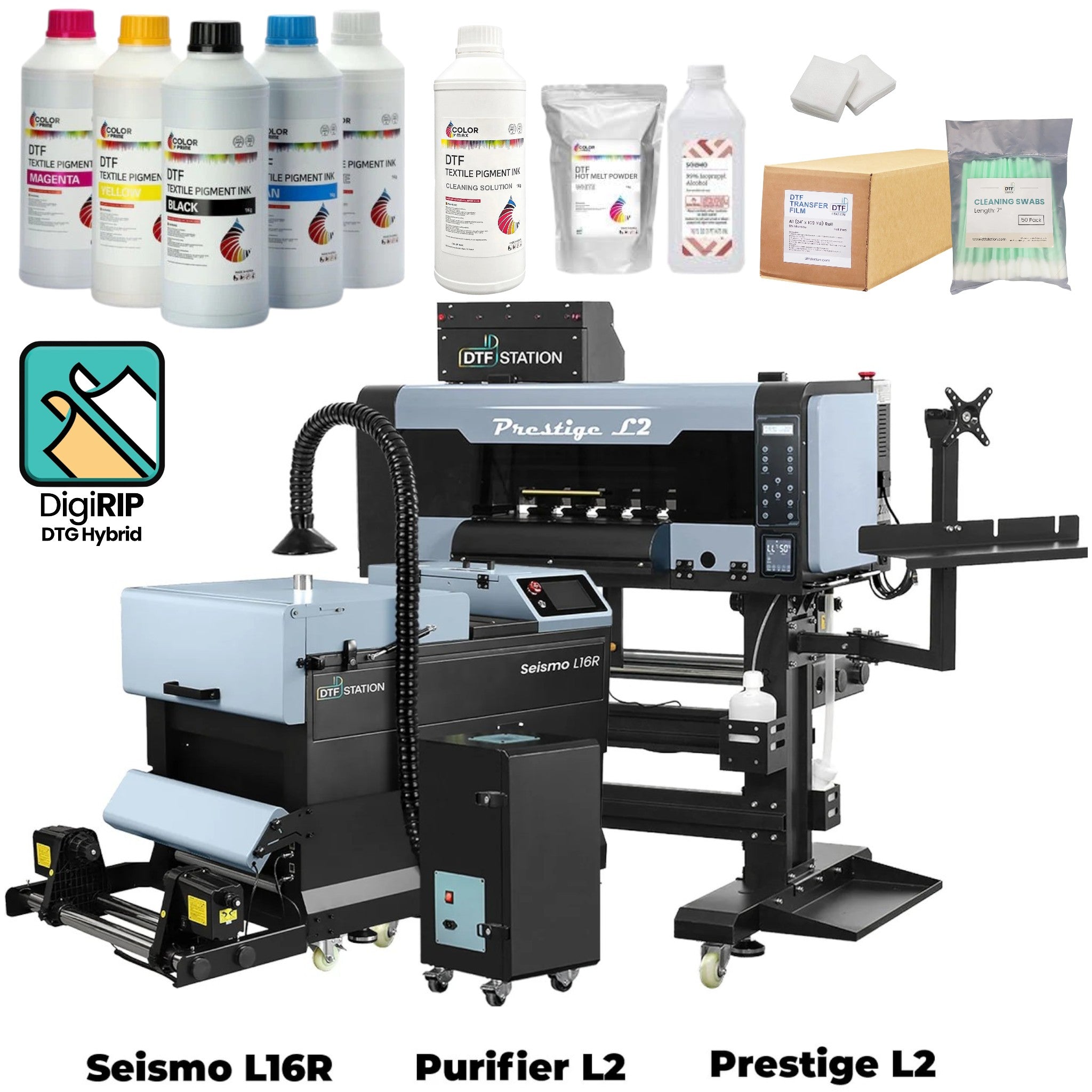 Absolute Toner $489/Month  New Prestige L2 DTF 16" Roll Printer + Seismo M16 Powder Shaker + Purifier L2 Air Filter + Supply Package – Complete DTF Bundle with Auto-Cleaning & White Ink Management DTF printer
