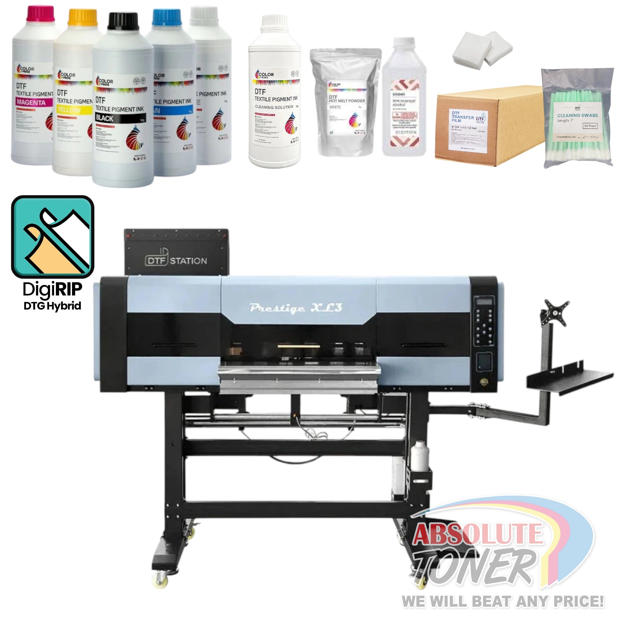 Absolute Toner New Prestige XL3 60CM 9-Color DTF 24" Inch DTF Printer with Starter Supply Kit DTF printer