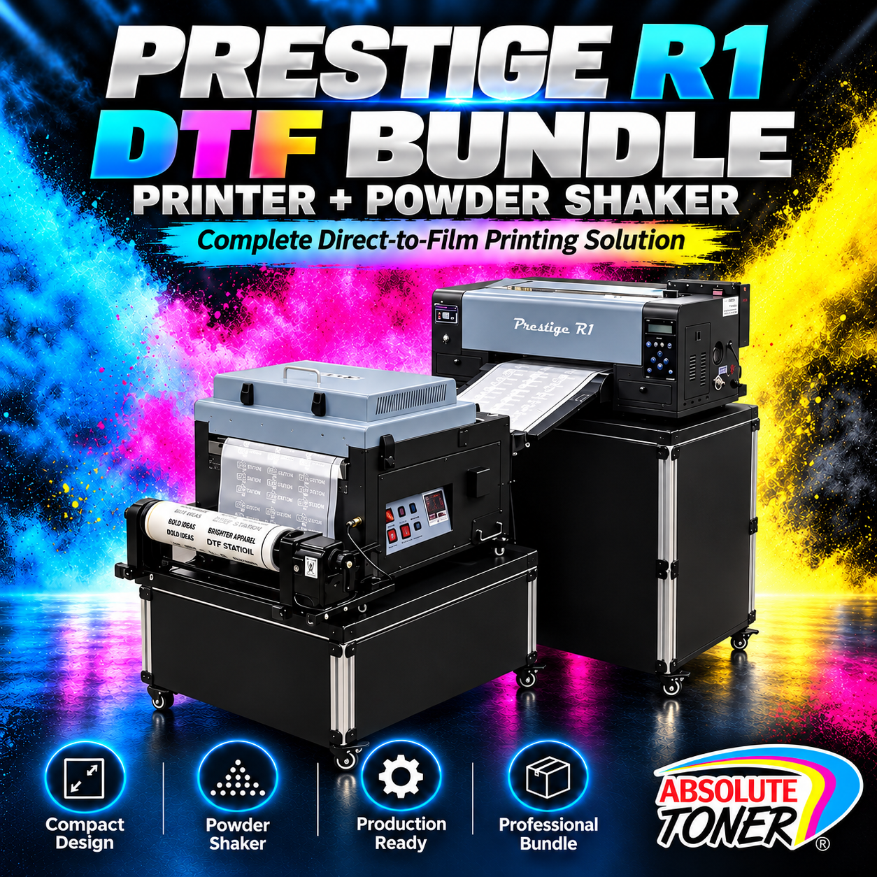 Absolute Toner From $99/month - New Prestige R1 13" DTF Printer Bundle - Includes Prestige R1 DTF Printer, Startup Package and Compatible Machine Options -MC DTF printer
