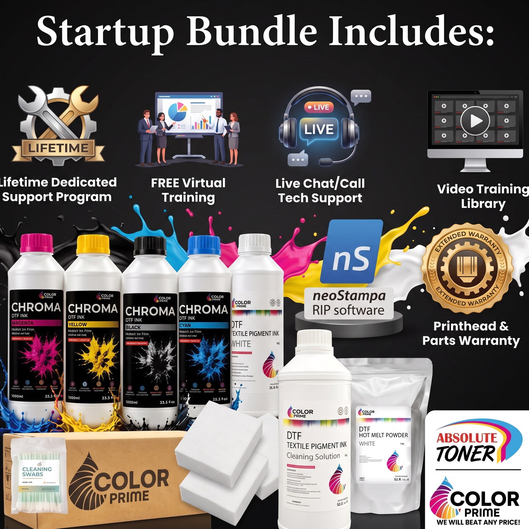 Absolute Toner DTF Station Startup Package – For Prestige A4, R1, R2, R2 Pro DTF printer accessory