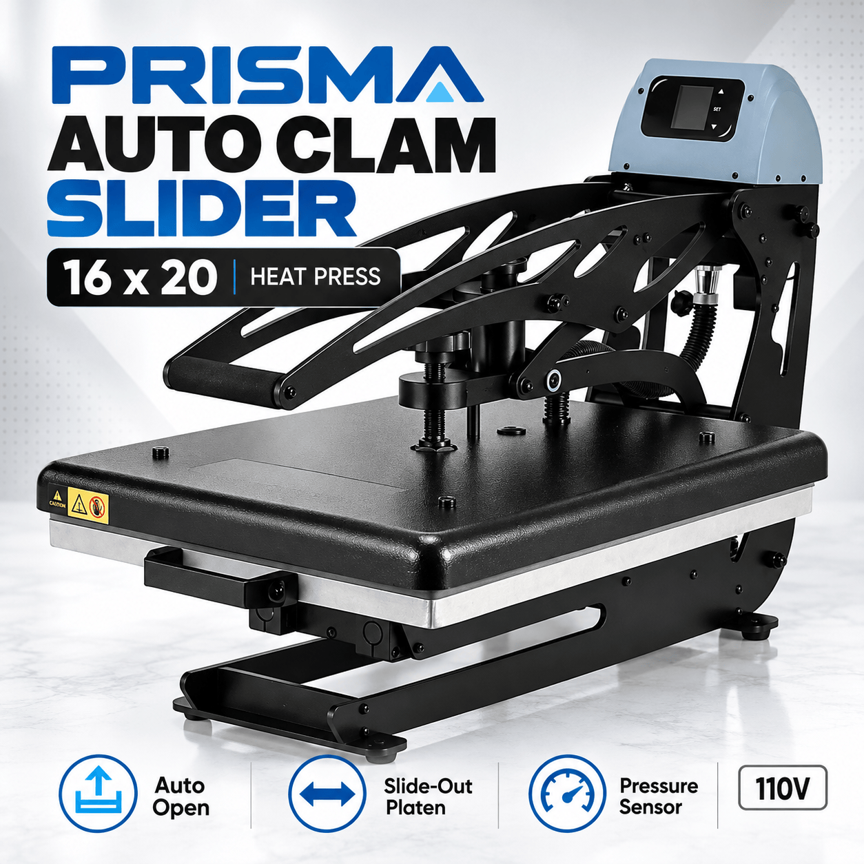 Absolute Toner New Prisma Auto Clam Slider 110V 16X20" Inch DTF Heat-Press GS-105HS-Grey/Black With Auto Open Slider Feature And Pressure Sensor DTF printer