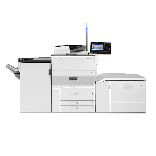 Absolute Toner $165/Month Newly Repossessed - Ricoh Pro C5200S (with Only 3K Pages Printed) Color Laser Production Printer with LCT and Booklet Maker Finisher Printers/Copiers
