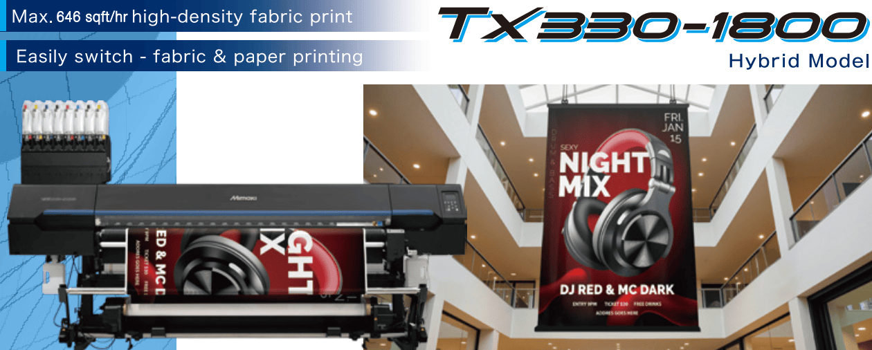Absolute Toner Mimaki Tx330-1800 High Quality Hybrid Digital Textile Direct and Transfer Inkjet Printer sublimation