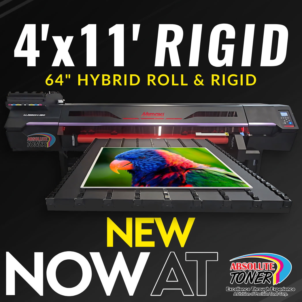 Absolute Toner Mimaki 64" Hybrid 4 x 11 ft UJ330H-160 The 64" Evolution of Hybrid UV-LED Large Format Printer for Window Graphics, Vehicle Wraps, Heavy Duty Signage Boards and More UV-LED Printer