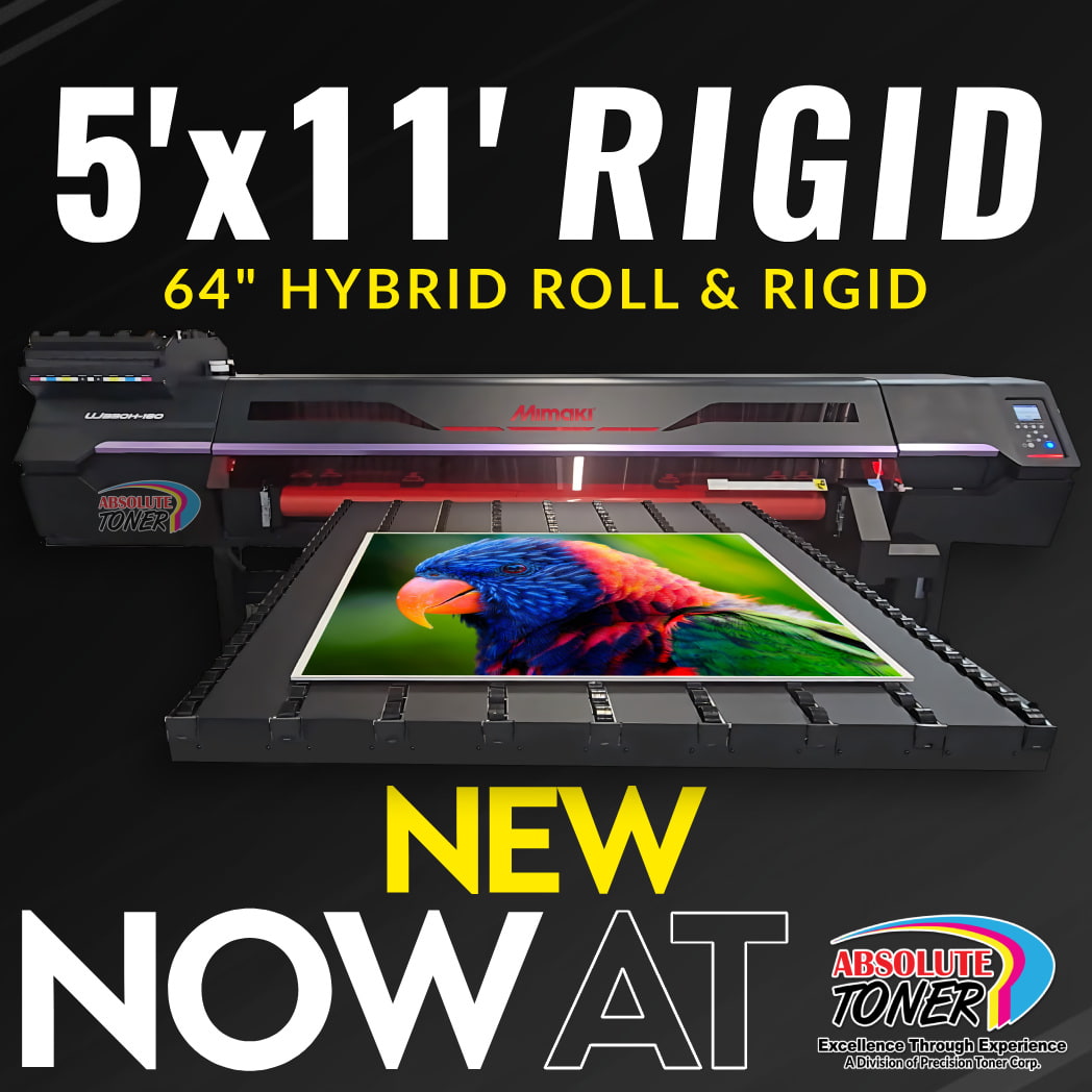 Absolute Toner NEW Mimaki 64" Hybrid 5 x 11 ft UJ330H-160 The 64" Evolution of Hybrid UV-LED Large Format Printer for Window Graphics, Vehicle Wraps, Heavy Duty Signage Boards and More UV-LED Printer