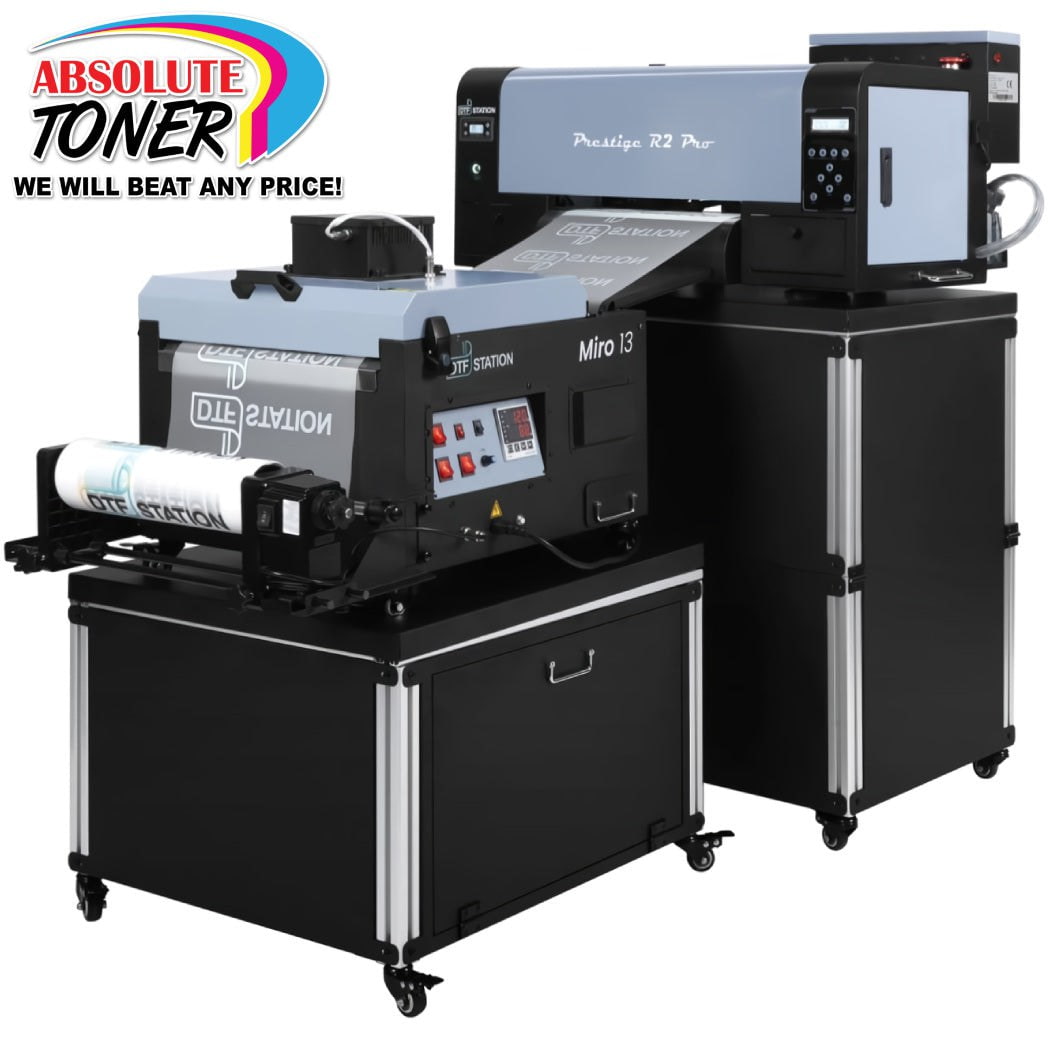 Absolute Toner BUNDLE SAVING - Prestige R2 PRO DTF SHAKER/OVEN BUNDLE Printer 110V 13" Media Roll / A3 (Dual Epson i1600 Print Heads) Digirip Software And Miro 13 DTF Powder Shaker/Oven with Air Purifier DTF printer