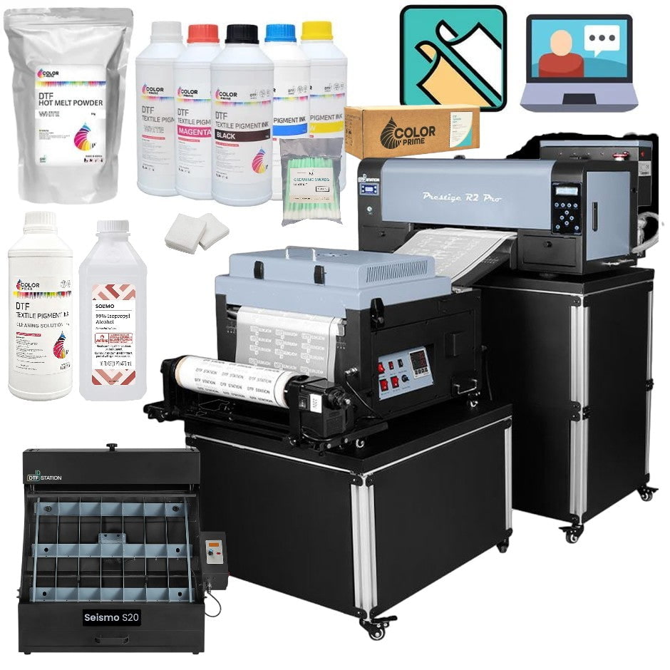Absolute Toner New Prestige R2 PRO 13" Media Roll DTF Printer 110V A3 (Dual Epson i1600 Print Heads) - Includes Prestige R2 Pro DTF Printer, Startup Package and Compatible Machine Options DTF printer