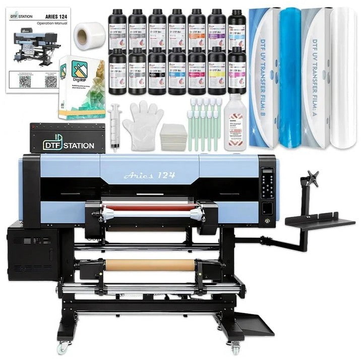 Aries 124 – 24" Commercial UV DTF Printer and Startup Supply Package + Optional Air Compressor