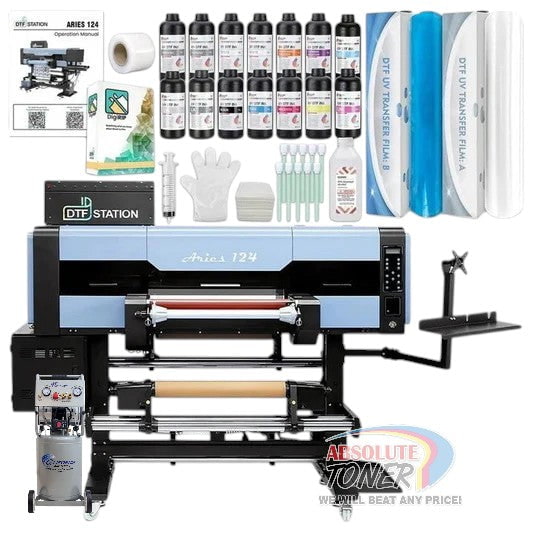 Aries 124 – 24" Commercial UV DTF Printer and Startup Supply Package + Optional Air Compressor