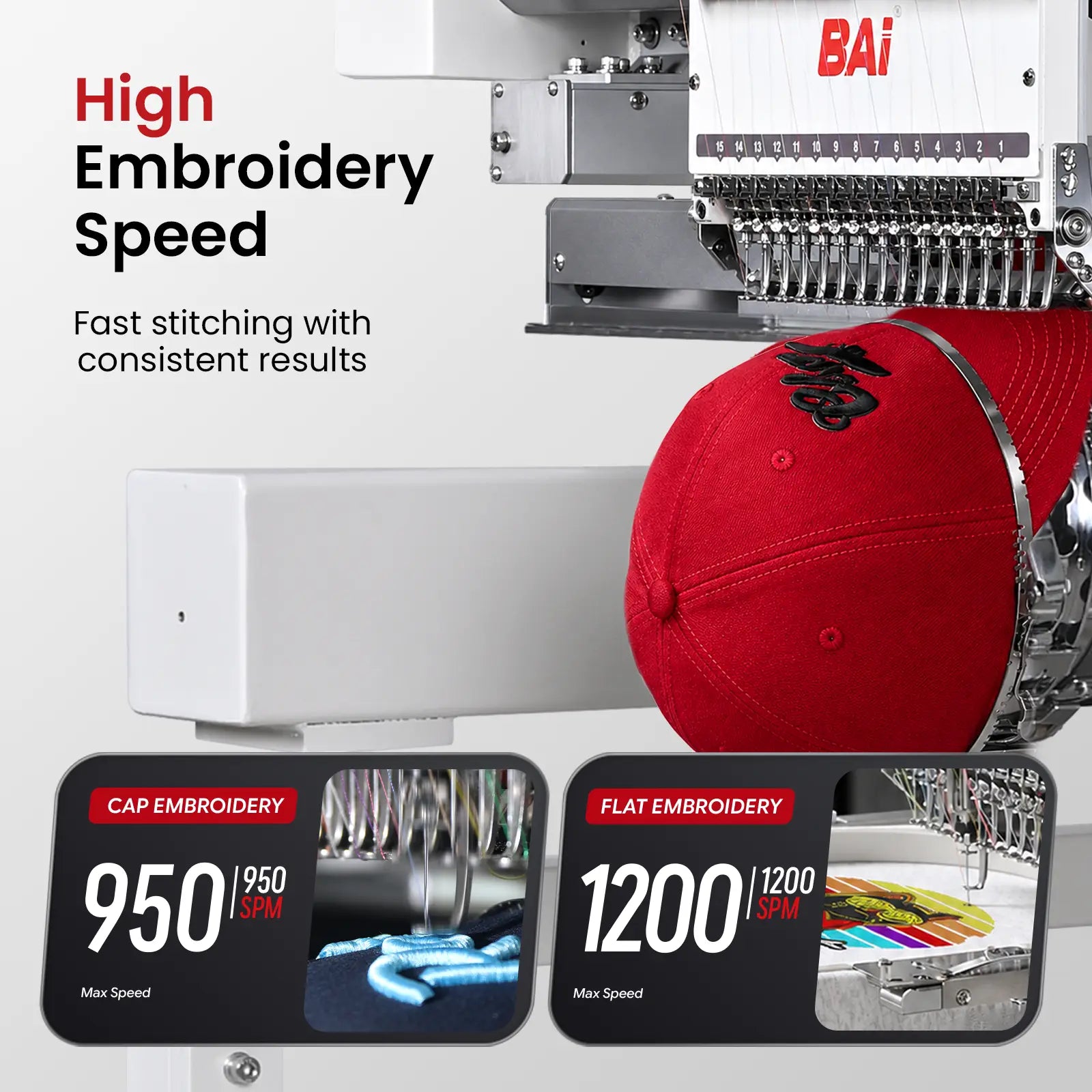 Absolute Toner BAi THE VISION Multi-Head Commercial Embroidery Machine - Industrial High-Speed Multi-Head Apparel System Embroidery