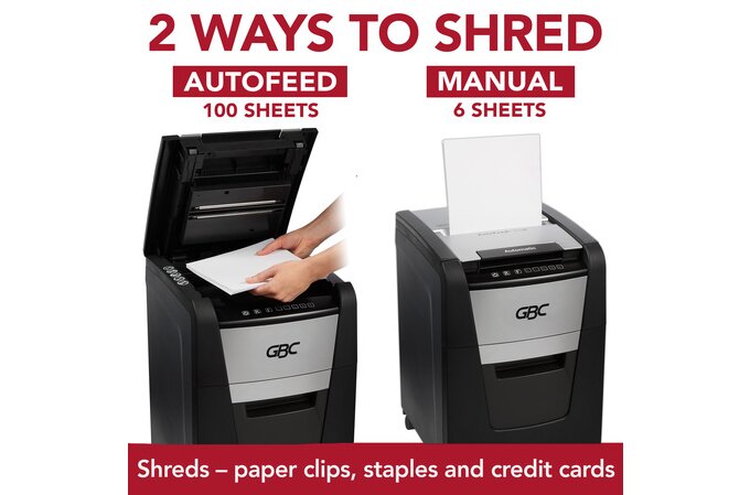 Absolute Toner GBC 100M AutoFeed+ Home Office 100 Sheet Micro-Cut Shredder Shredders