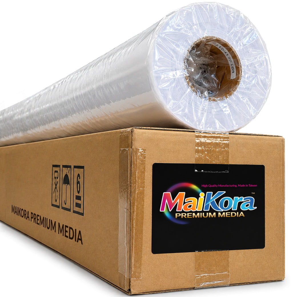 Absolute Toner MaiKora 54"x164ft 4mil Permanent Glossy Super Grade Vinyl Roll (Eco-Solvent, UV, Latex) 4-mil self-adhesive PVC film engineered for high-impact displays and luxury branding vinyl roll