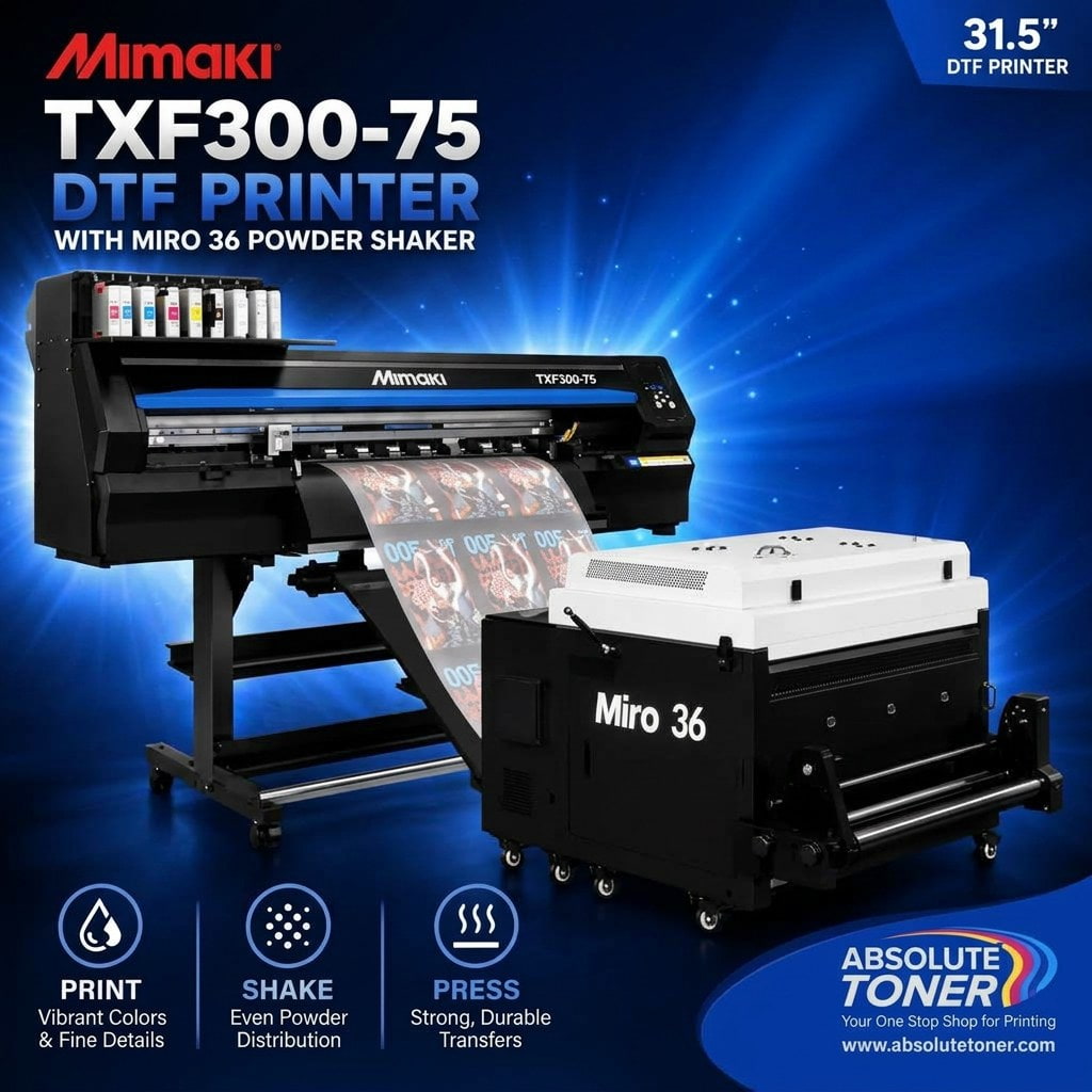 PROMO: $285/month New Mimaki DTF TxF300-75 32" DTF BUNDLE DTF PRINTER (DIRECT-TO-FILM) Dual Print Heads with Miro 36 Shaker Bundle