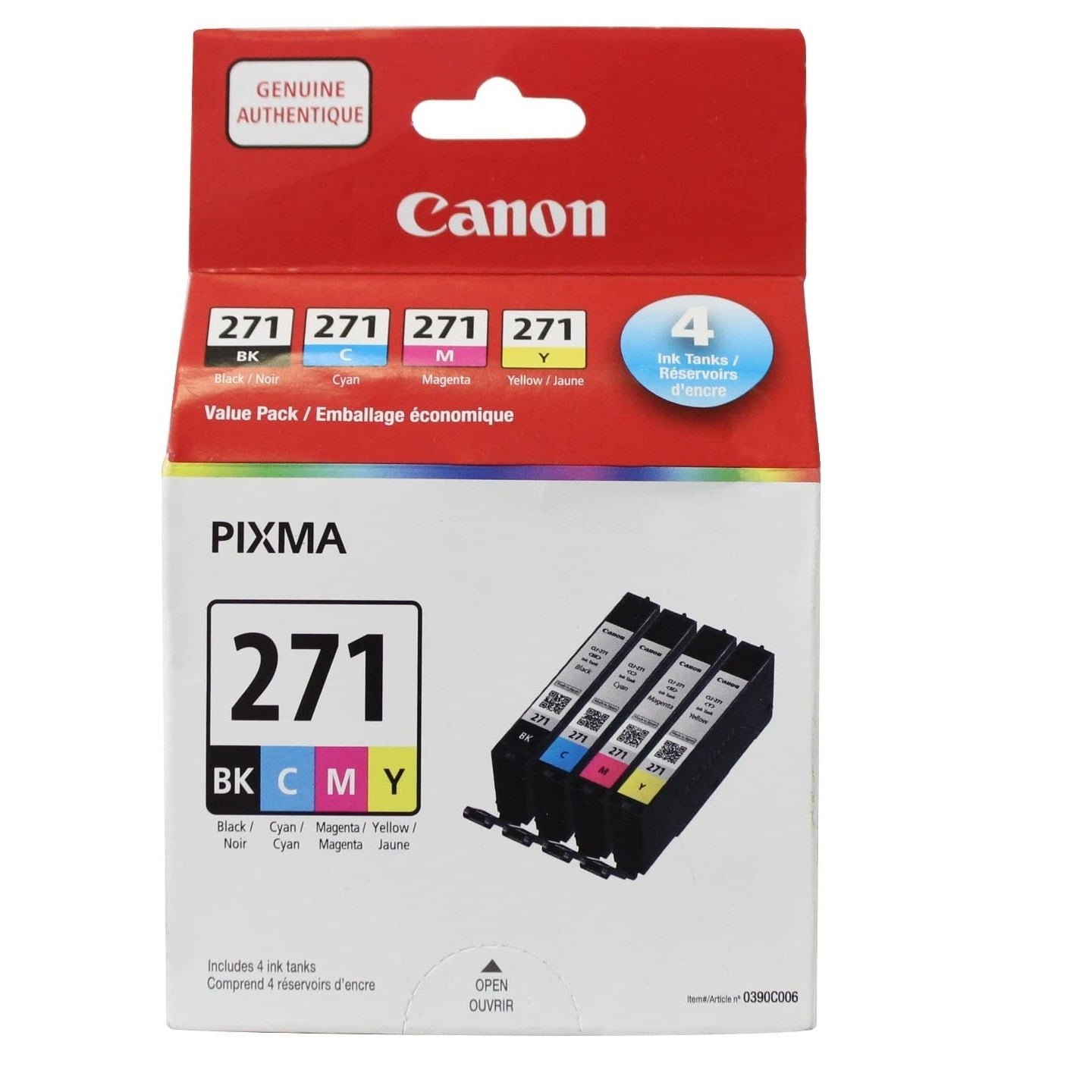 Absolute Toner Canon Genuine OEM 0390C006 CLI271 CMYK Value Pack Original Canon Cartridges