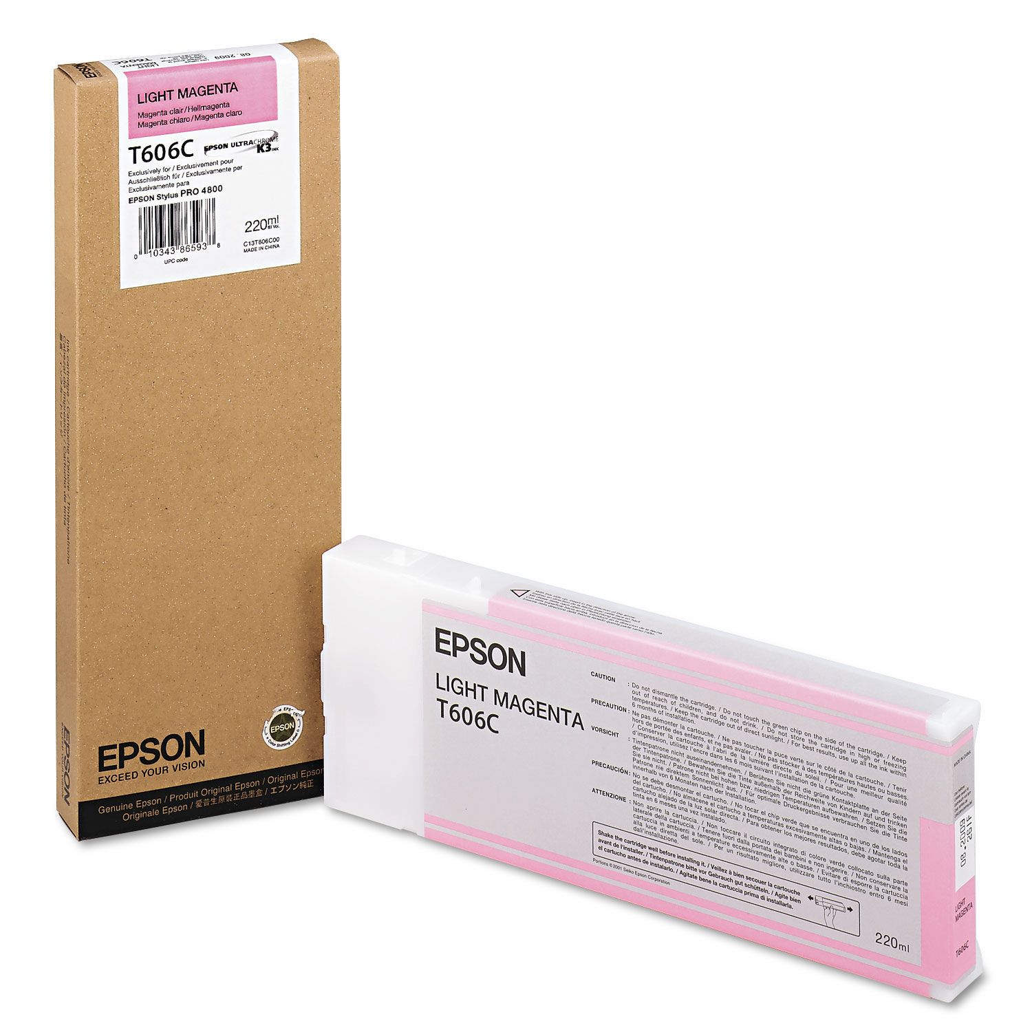 Absolute Toner Original OEM Genuine T606C00 EPSON Ultrachrome Light Magenta Cartridge Original Epson Cartridges