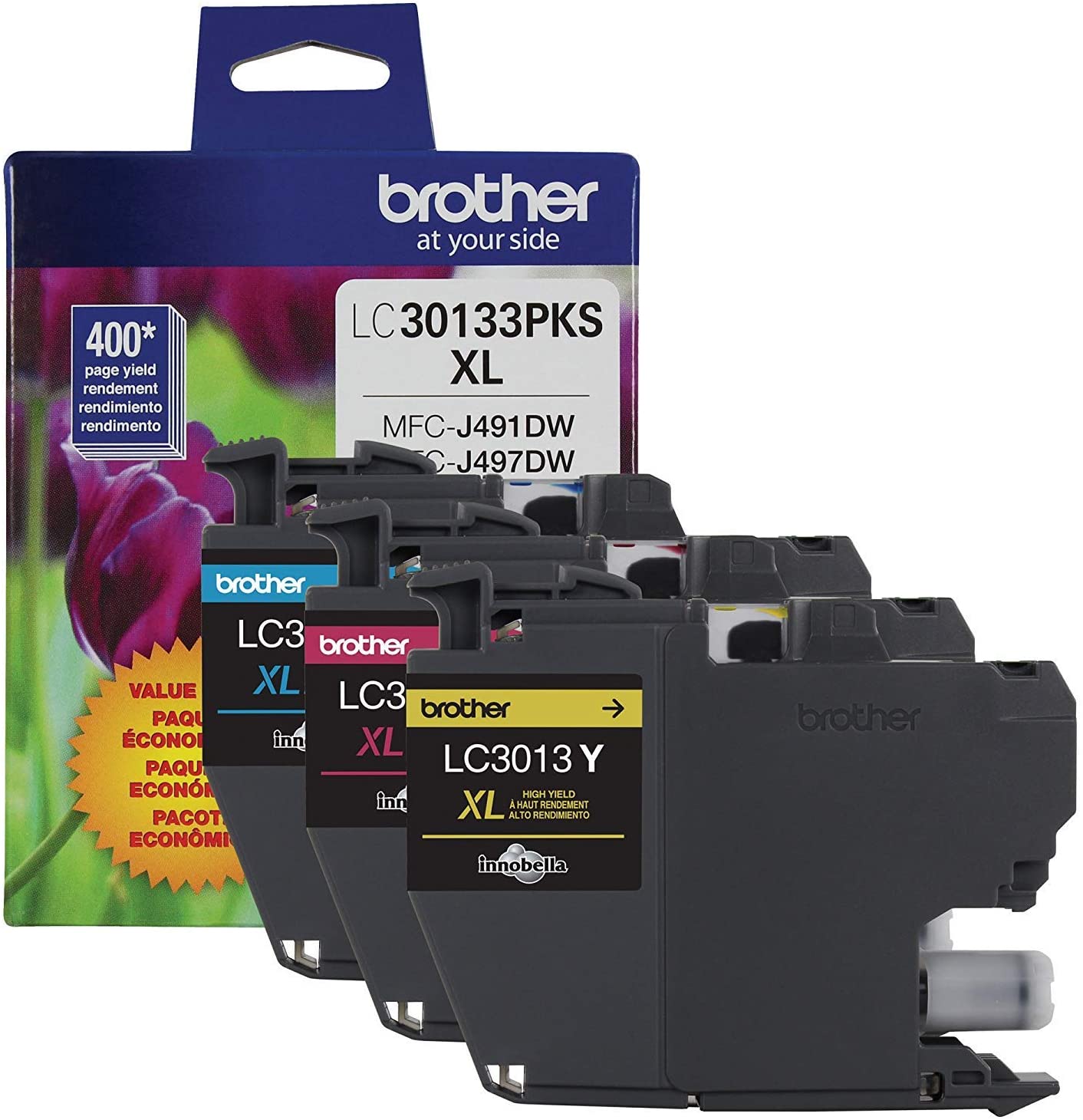 Absolute Toner LC30133PKS C/M/Y HY 3PK INK FORMFCJ491DW, MFC690DW 0.4K/EA Brother Ink Cartridges