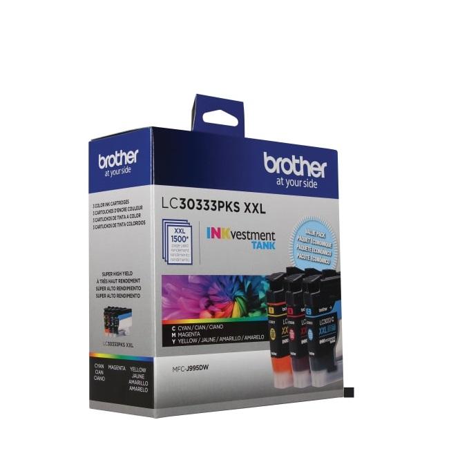 Absolute Toner Brother Genuine Original OEM LC30333PKS Color 3PKS Super High Yield Ink Cartridge Brother Ink Cartridges