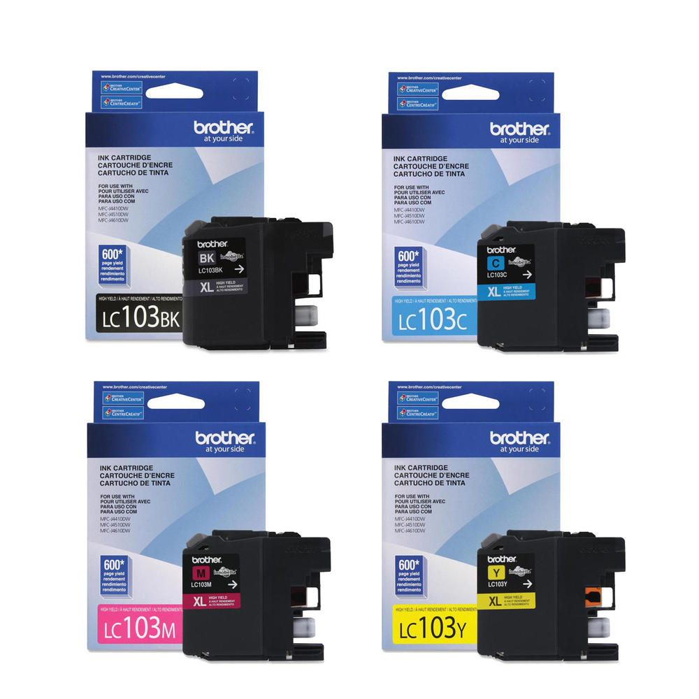 Absolute Toner Brand New Original Brother LC103 High-Yield Color (Bk/C/M/Y) Ink Cartridge, 4/Pack Brother Ink Cartridges