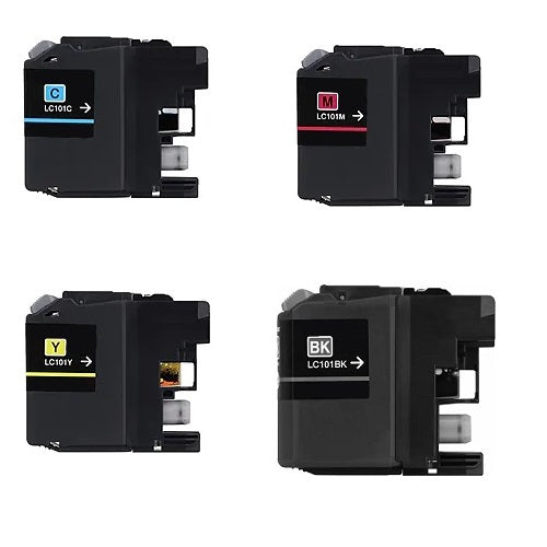 Absolute Toner Compatible Brother LC101 Color Combo Ink Cartridge - 4/Pack (1xBlack, 1xCyan, 1xMagenta, 1xYellow) Brother Ink Cartridges
