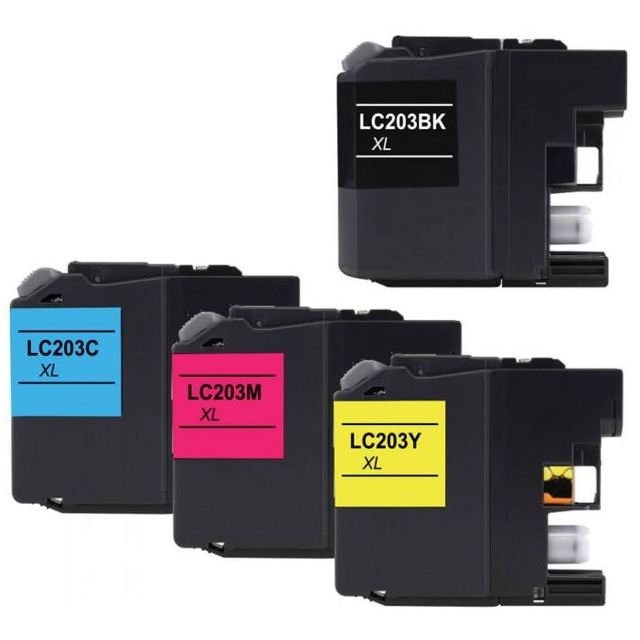Absolute Toner Compatible Brother LC203 Color (Bk/C/M/Y) High Yield Ink Cartridge - 4/Pack Brother Ink Cartridges
