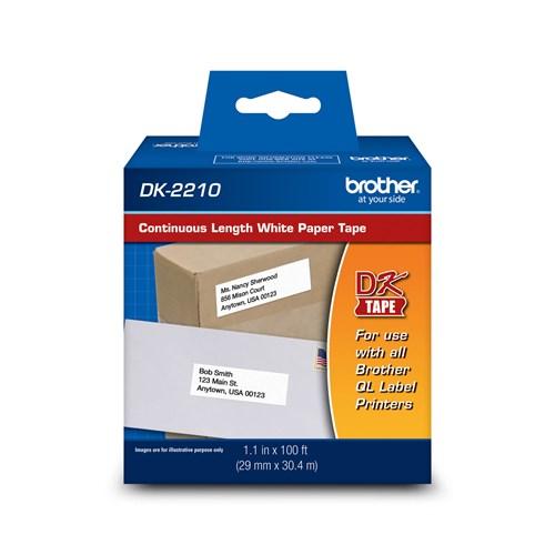 Absolute Toner Brother DK-2210 Black/White Continuous Length Paper Tape - 1.1" x 100' (29 mm x 30.4 m) Original Brother Cartridges